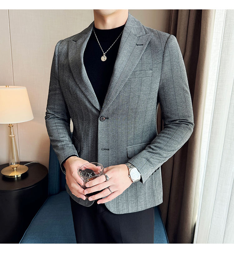 Miniatura: Jaqueta estilo britânico slim fit listrado