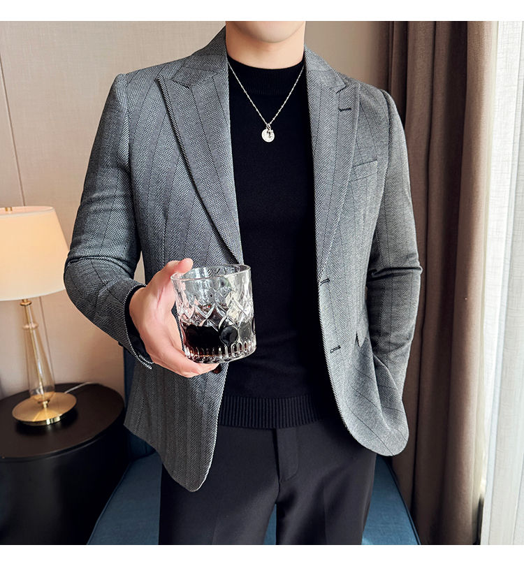 Miniatura: Jaqueta estilo britânico slim fit listrado