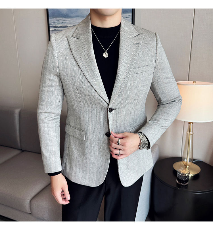 Miniatura: Jaqueta estilo britânico slim fit listrado