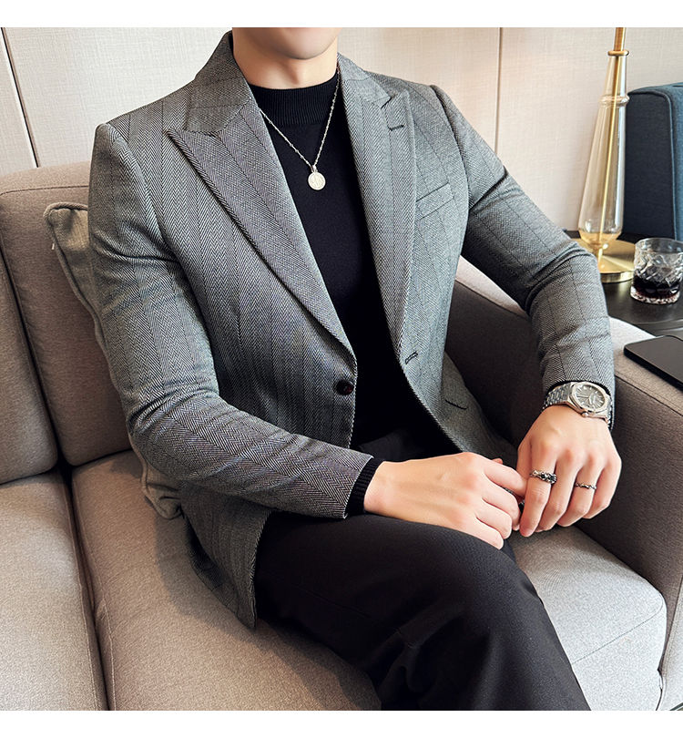 Miniatura: Jaqueta estilo britânico slim fit listrado