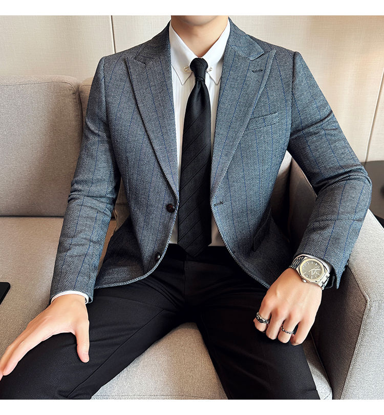 Miniatura: Jaqueta estilo britânico slim fit listrado