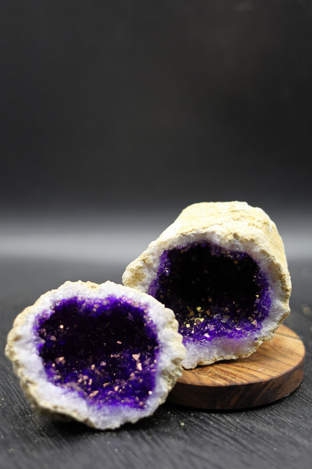 Purple Geode Pair Natural - Colour Enhanced