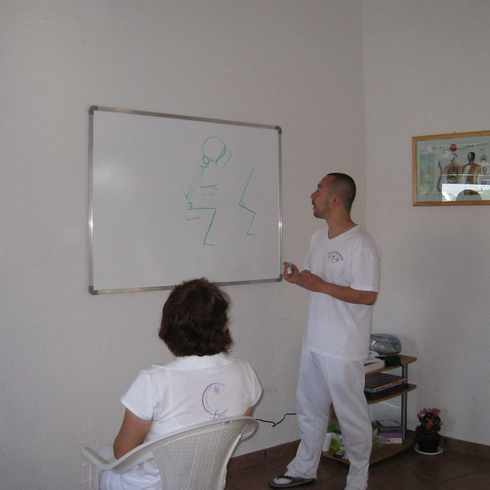 Hideo Asada impartiendo una clase durante el primer curso de Shiatsu de NSM en Cuernavaca en 2008.