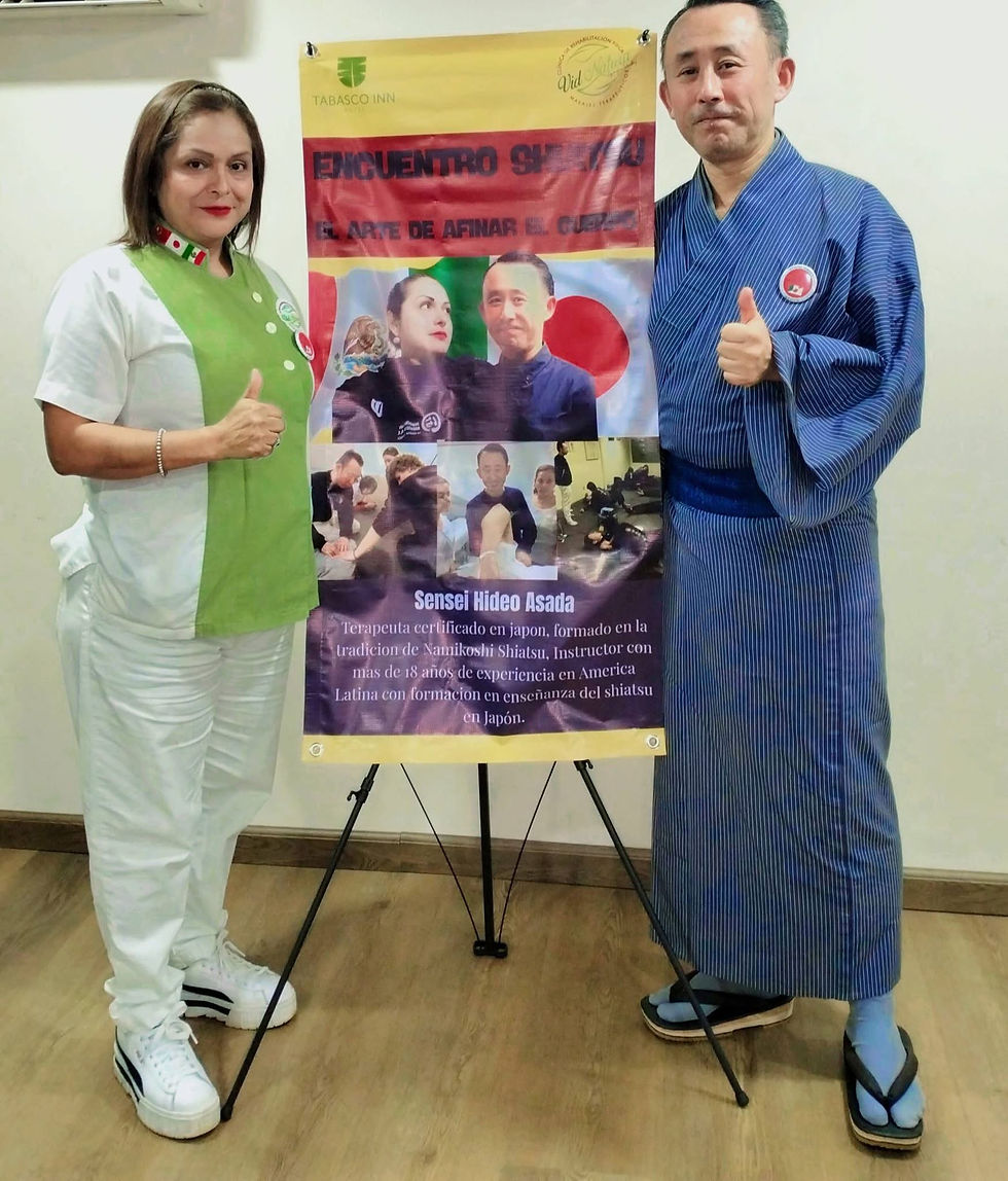浅田秀男とClínica de Rehabilitación Física Vid Náturaジーナ・サンチェス院長、Encuentro de Shiatsuにて