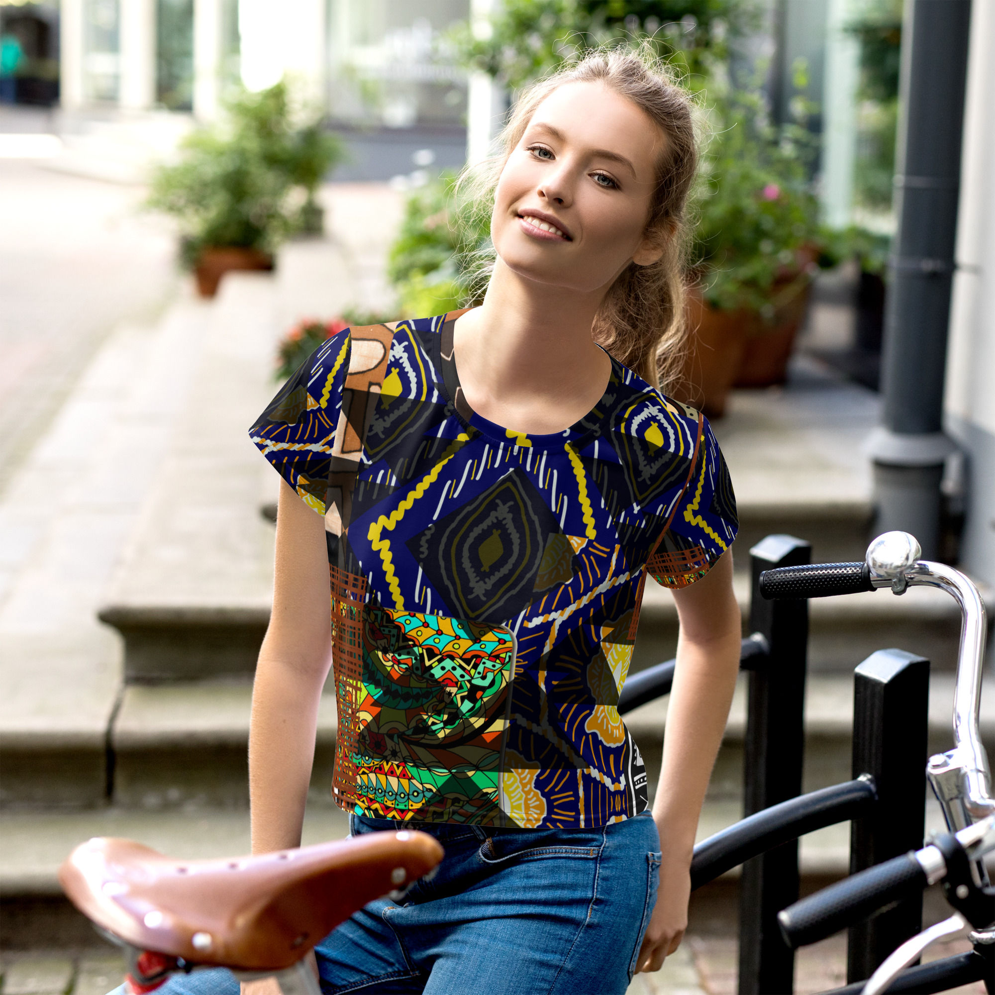 ROOTED All-Over Print Crop Tee
