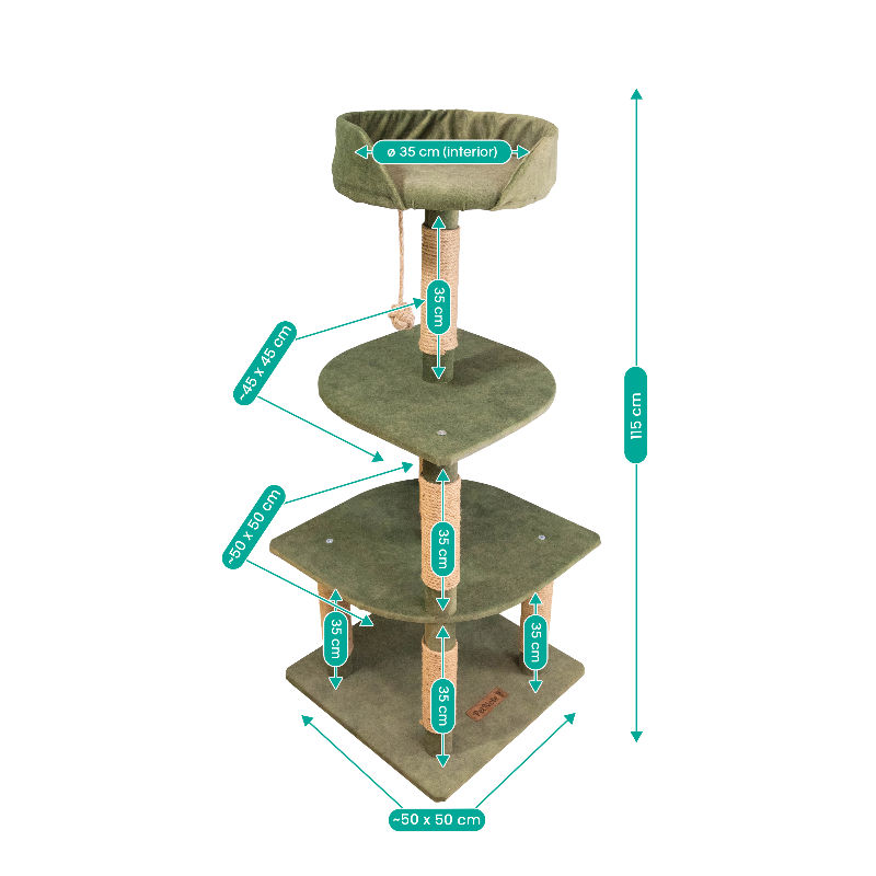 Miniatură: Ansamblu multi-nivel pentru pisici, dimensiuni detaliate