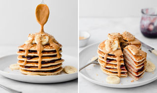 【ピーナッツバター&ジャム】バナナパンケーキ