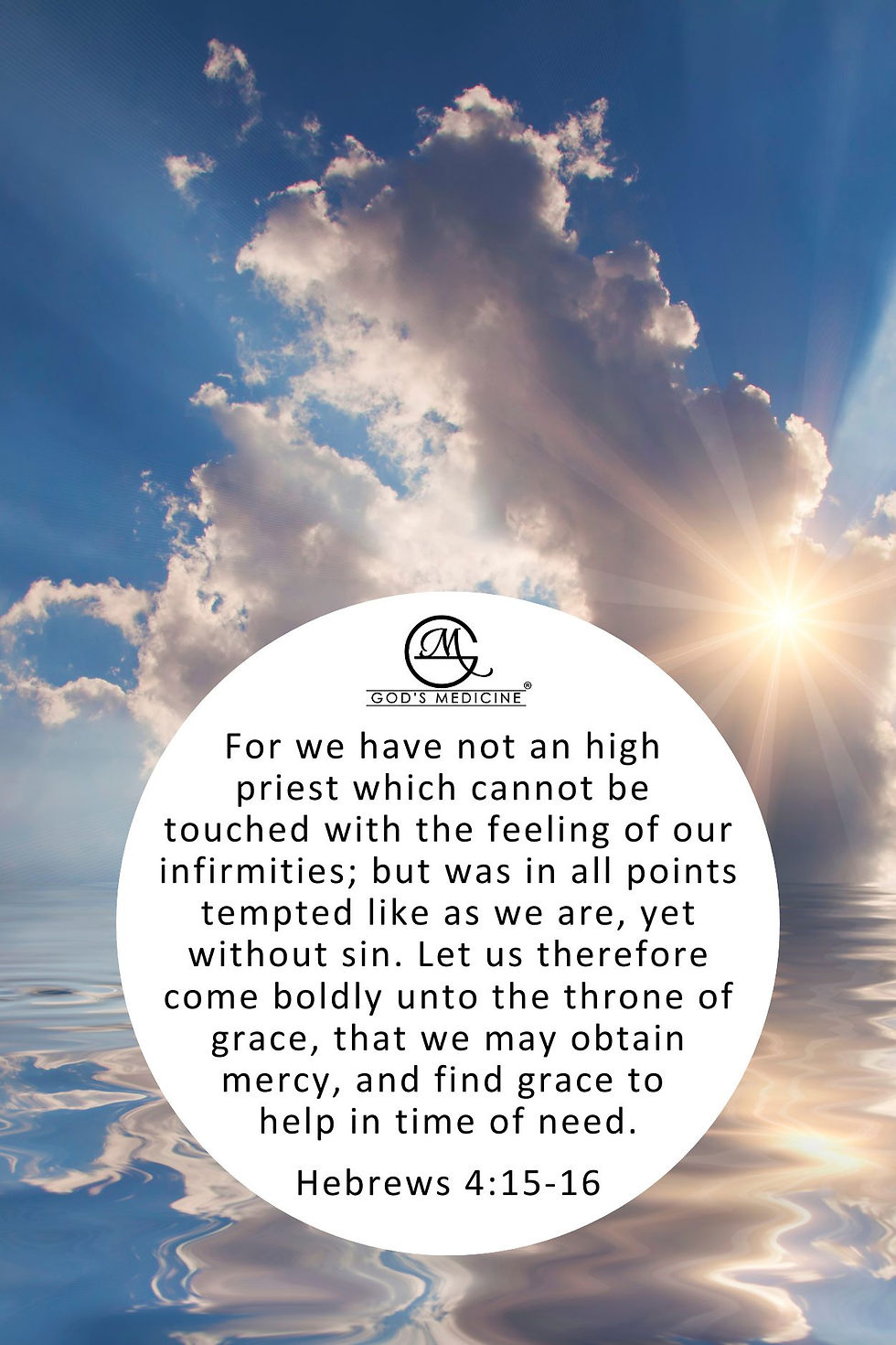 Hebrews 4:15-16 against sunlit horizon