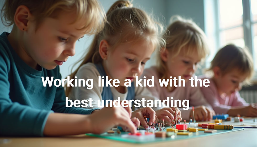Eye-level view of children building a simple physics experiment with magnets and circuits in a community workshop
