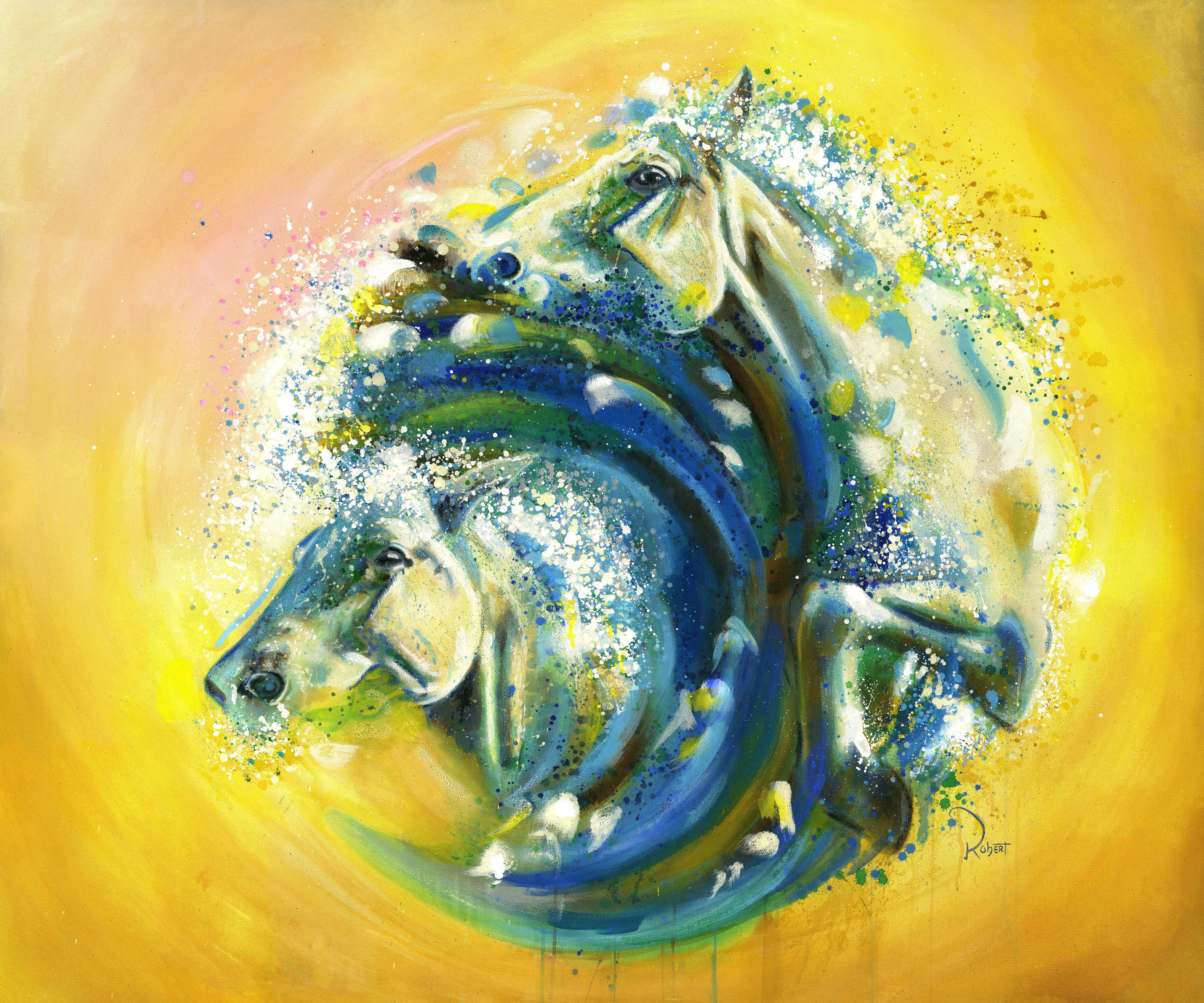 L'Etalon des Vagues: (Acrylic, Oil, Pastel, Pencil)