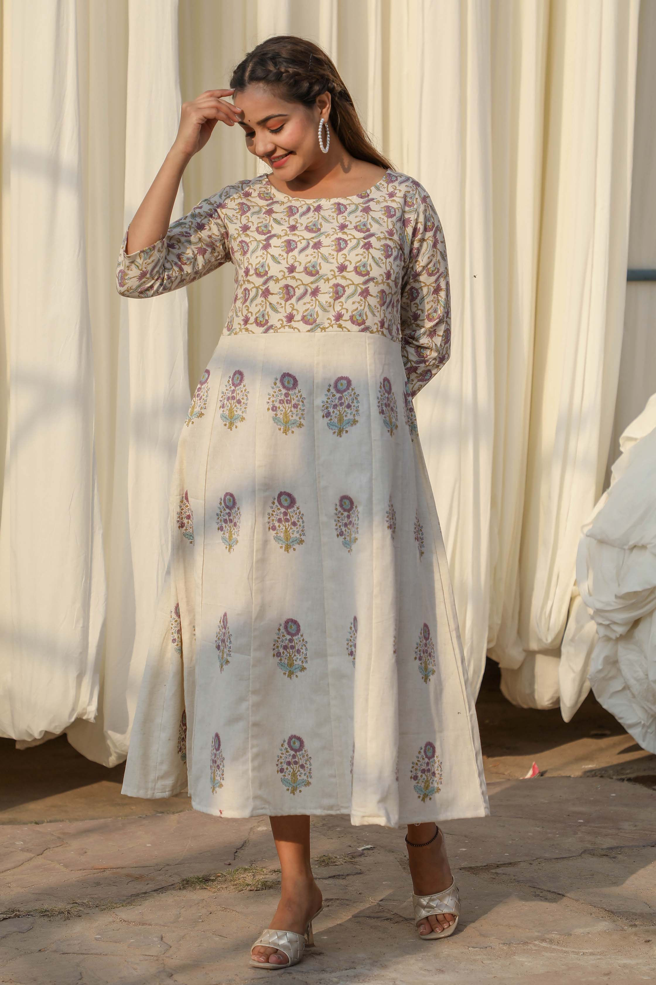 Suvanchala Anarkali Hand Block Printed Dress