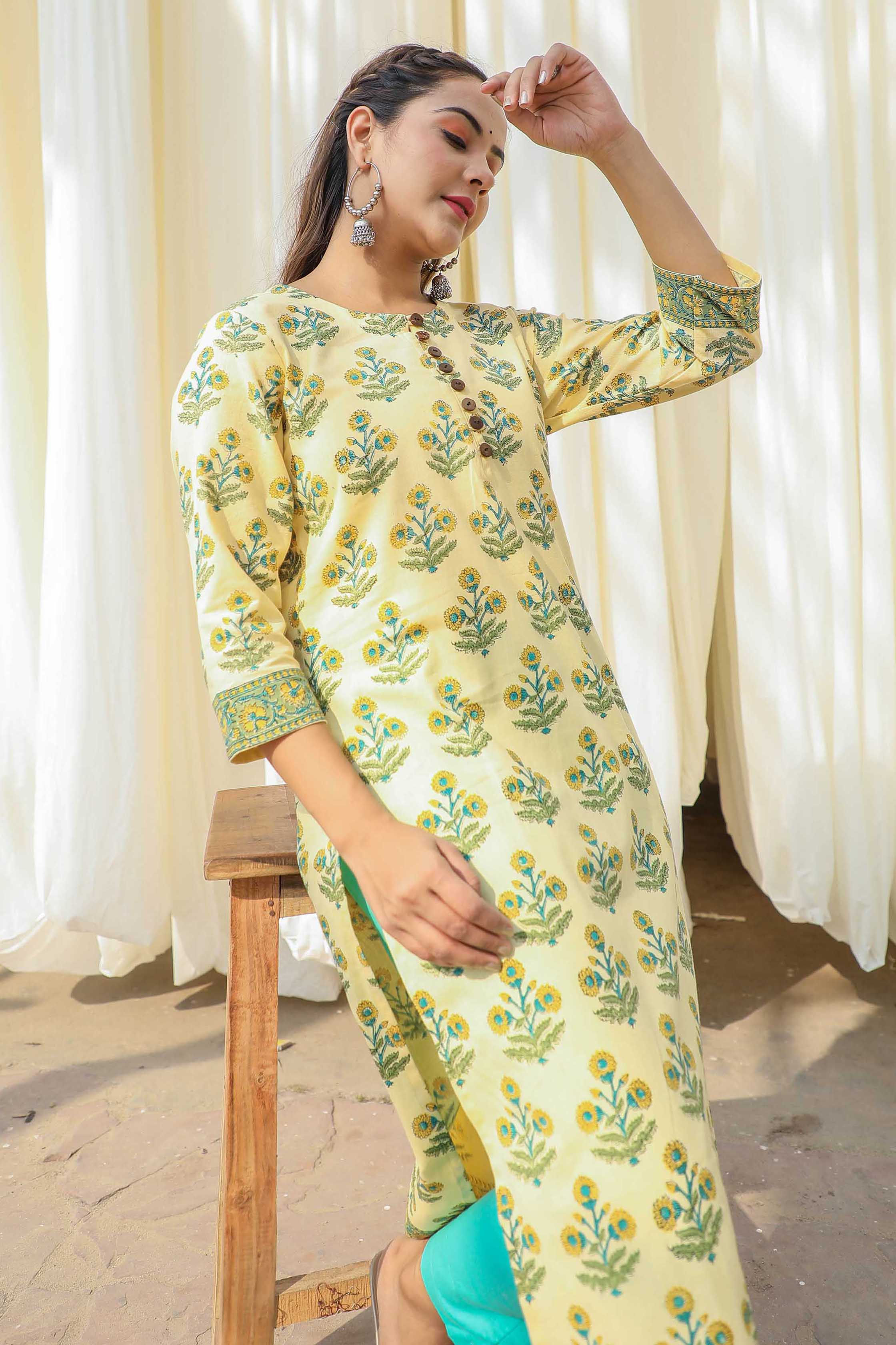 Sevanthika Hand Block Printed Kurta