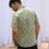 Thumbnail: Olive Green Geometric Floral Hand Block Printed Half Sleeve Shirt