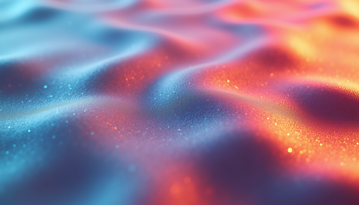 High angle view of a futuristic material surface with dynamic color changes