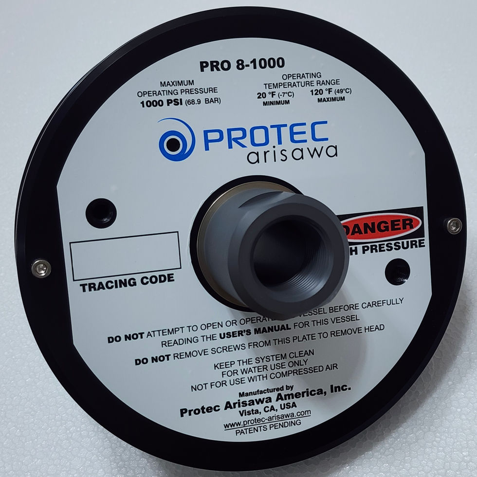 Protec Arisawa PRO 8-1000 Head Assembly, 1000 Psi, 2081175  for 8" Diameter Pressure Vessel 4080177-3 REV J 4080078-1E