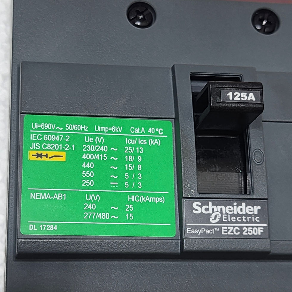 SCHNEIDER ELECTRIC EZC250F TMD 125A 3P Circuit Breaker, Versatile Marine, showing the terminal connections.