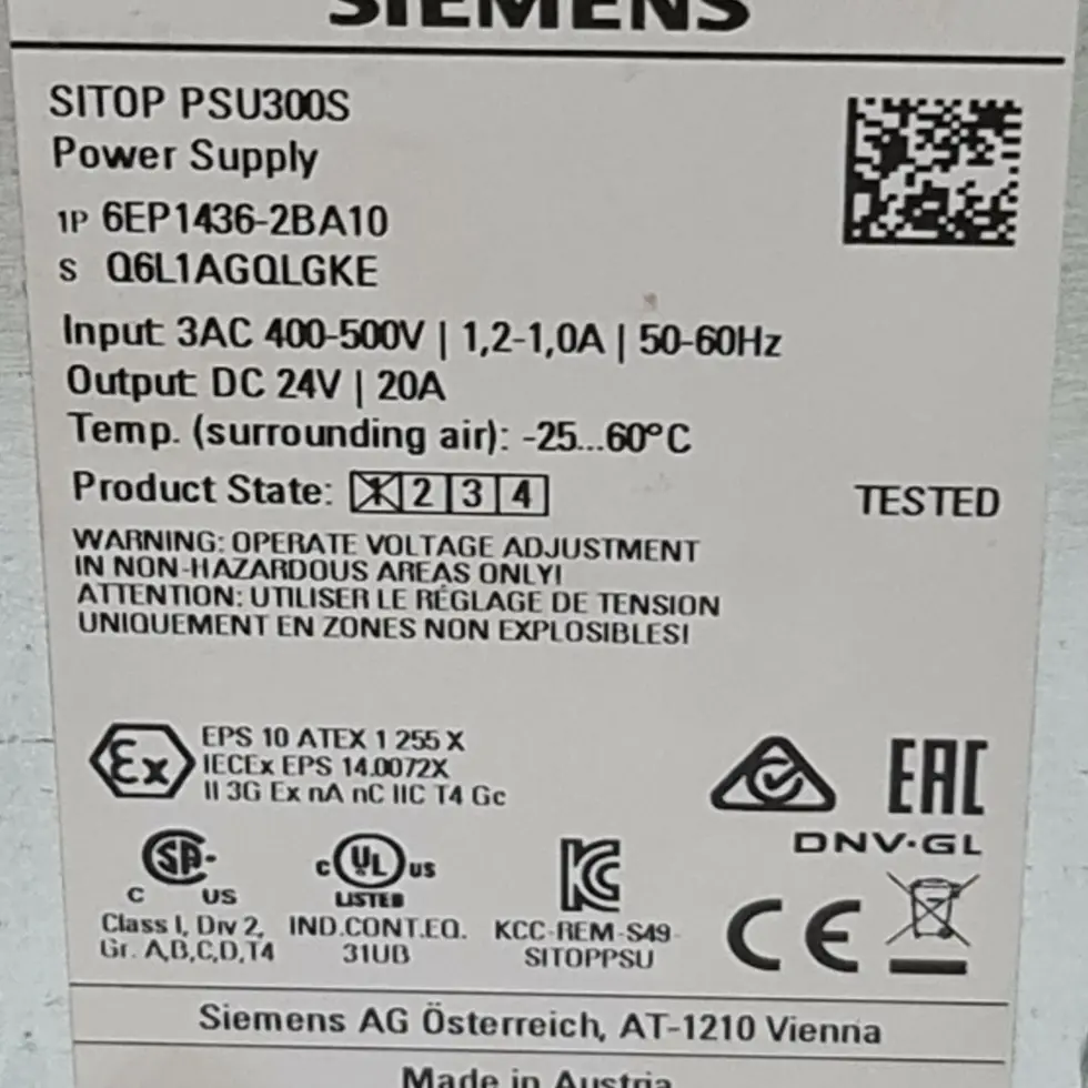 Siemens 6EP1436-2BA10 SITOP PSU300S Power Supply