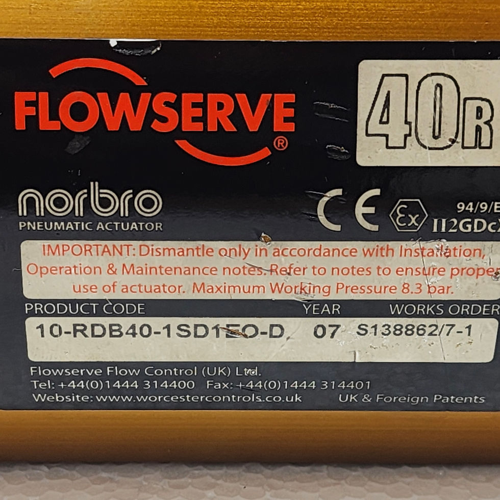 The Flowserve NOBRO 40R Pneumatic Actuator 10-RDB40-1SD1E0-D is available at Versatile Marine.