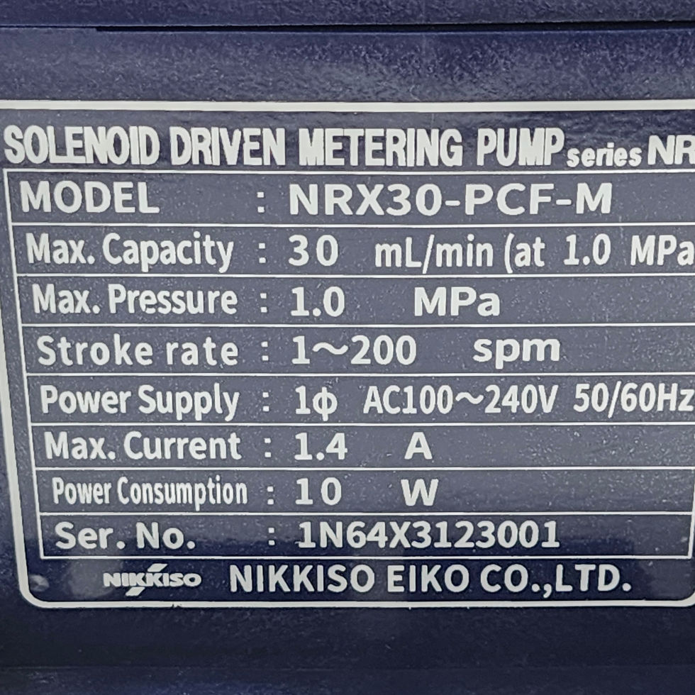 Nikkiso Eiko NRX30-PCF-M Solenoid Driven Dosing Pump 30 mL/min 1MPa 1-200spm