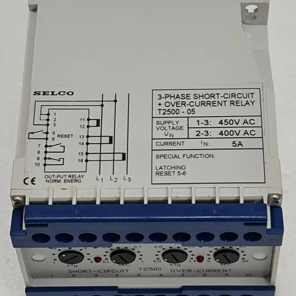 SELCO T2500 3-Phase Overcurrent & Short Circuit Relay T2500.0010 T2500-05-00