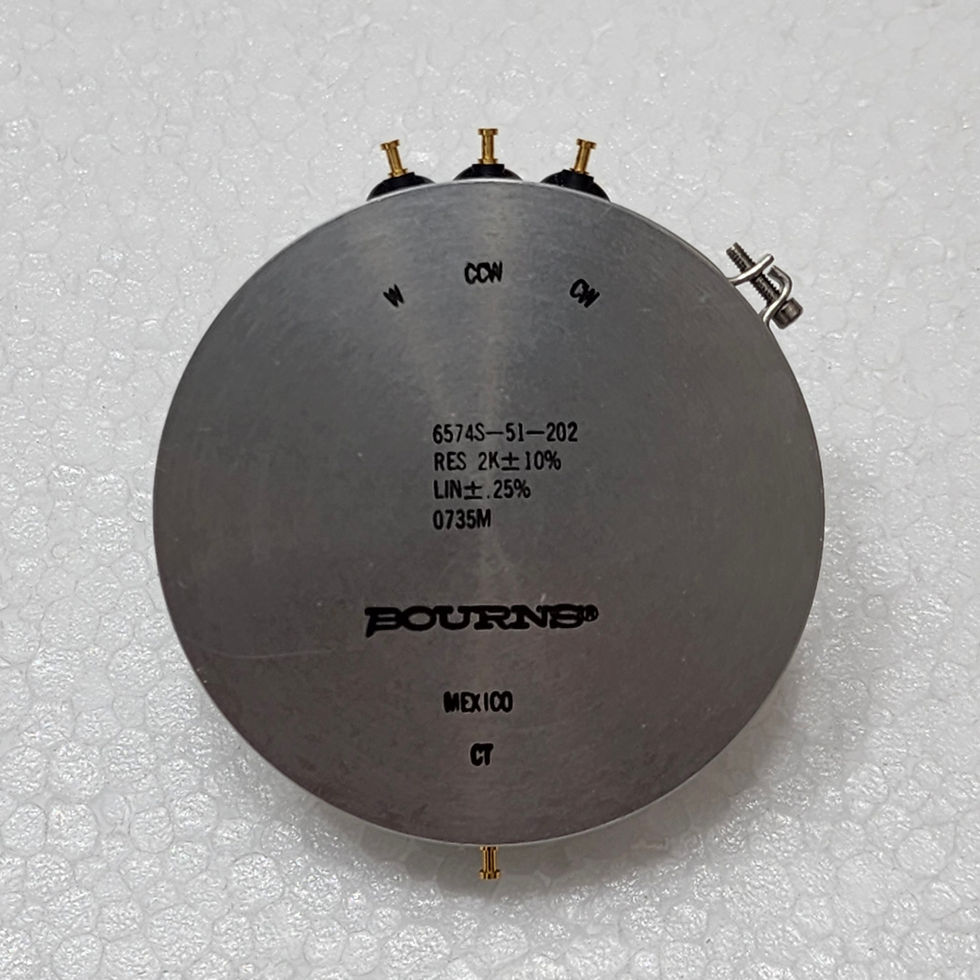 Versatile Marine BOURNS 6574S-51-202 Precision Potentiometer top view showcasing metal casing and connection points, 2 kΩ