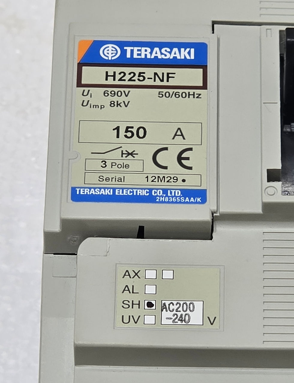 Terasaki Electric H225-NF 150A 3P TemBreak 2 MCCB Circuit Breaker Shunt H225NF PMC
