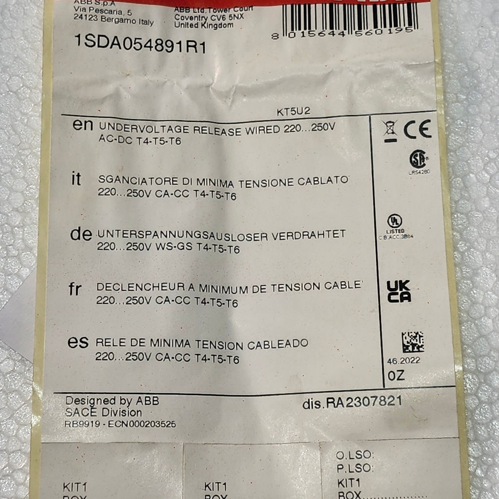 Shop ABB KT5U2 Undervoltage Release at Versatile Marine, 220-250V AC/DC for Tmax T4-T5-T6.