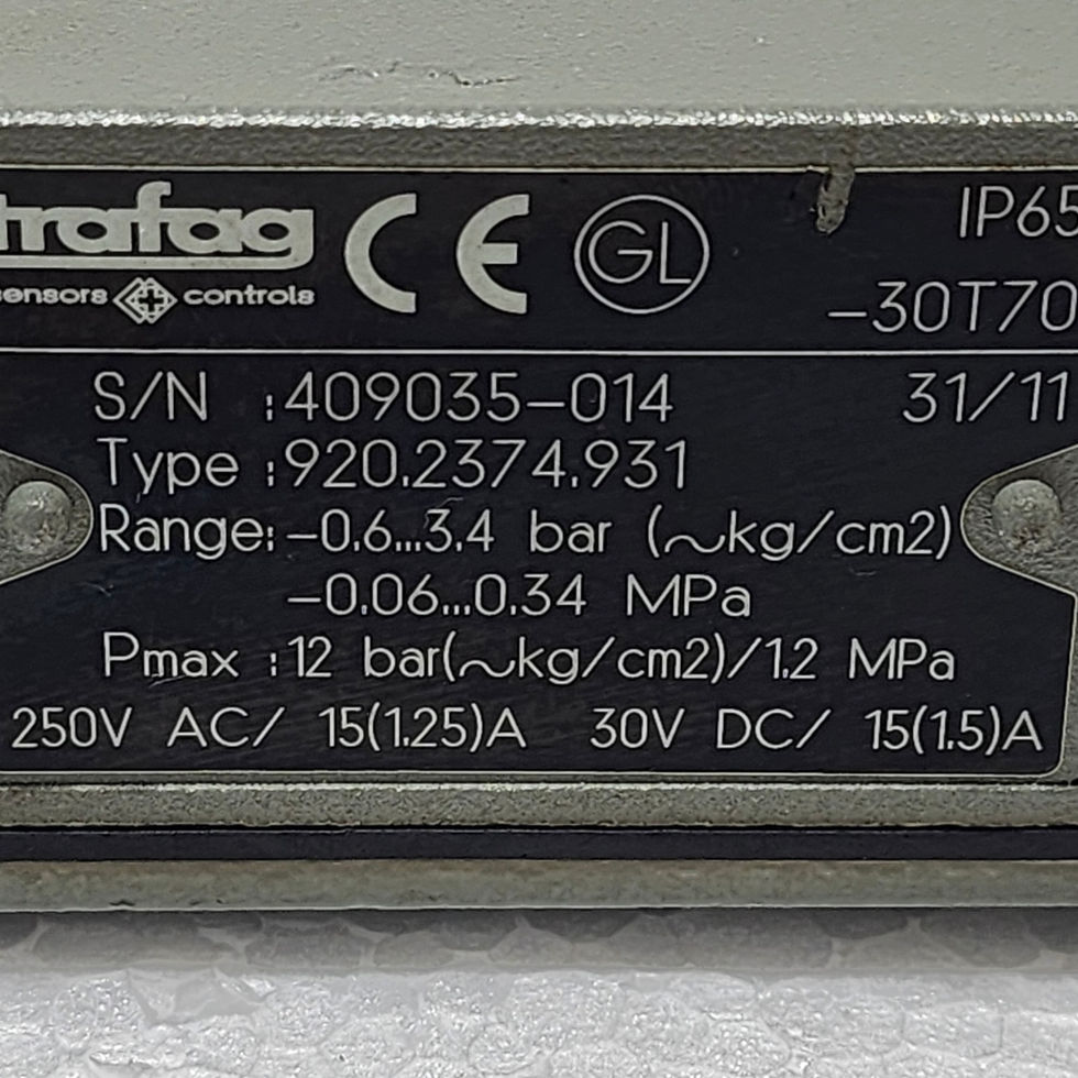 Versatile Marine TRAFAG 9202374931 Differential Pressure Switch, -0.6 to 3.4 bar.