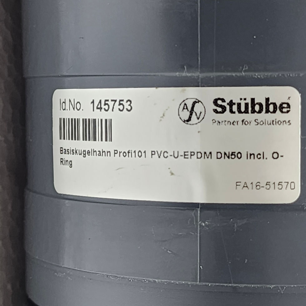 Versatile Marine Stubbe 145753 Ball Valve, Profi 101, PVC-U-EPDM, DN50, PN16, 2", Product Label