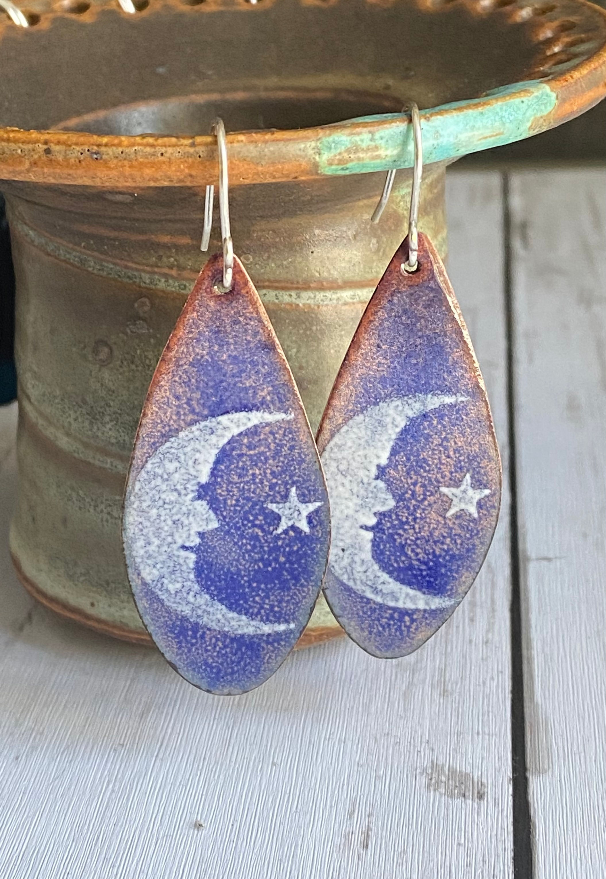 Enameled Copper Earrings