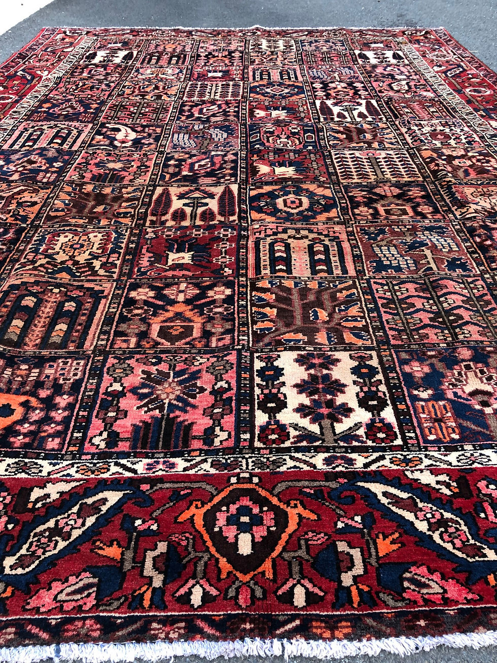 Thumbnail: Vintage Handmade Persian Bakhtiari Four Seasons, Light Distress