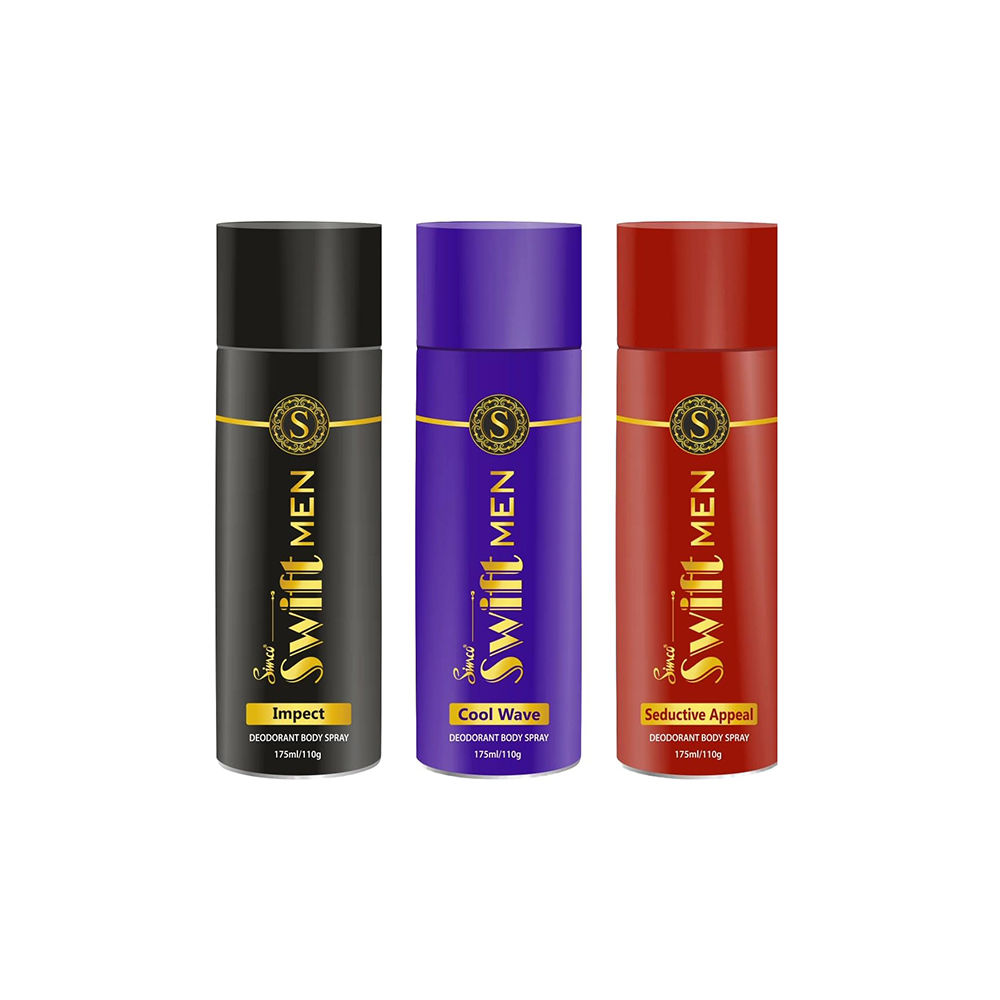 Simco Swift Deodorant for Men | Combo Pack of 3, 175 ml each