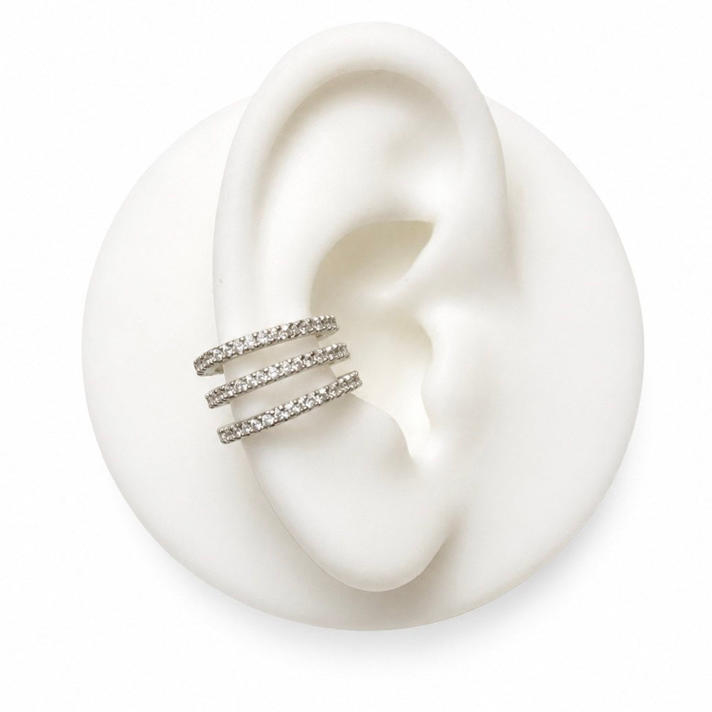 Triple Luxe Silver Ear Cuff