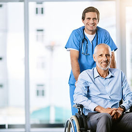 man-wheelchair-doctor-healthcare-medical-help-community-care-patient-happy-smile-male-pers