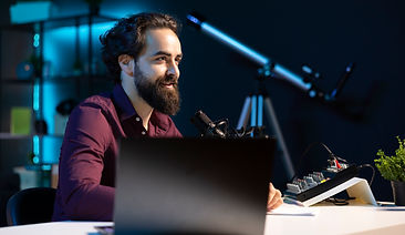 media-star-using-professional-recording-equipment-film-vlog-channel-intro-online-platforms