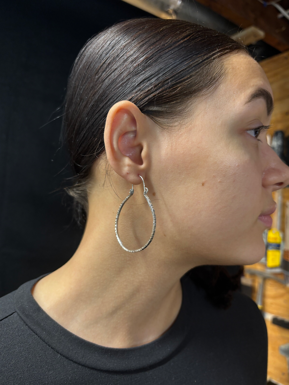 Thumbnail: Hand-Hammered Sterling Silver Hoops