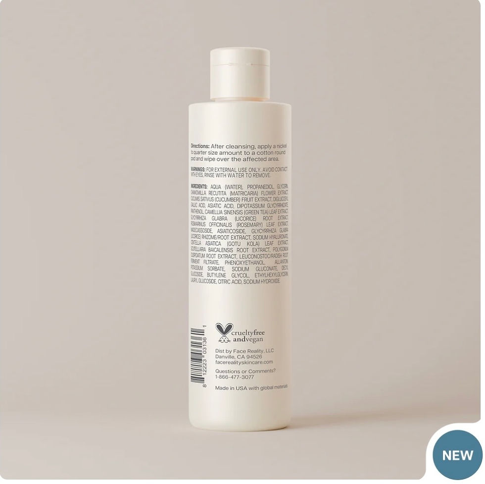 Face Reality Soothing Radiance Toner packaging back