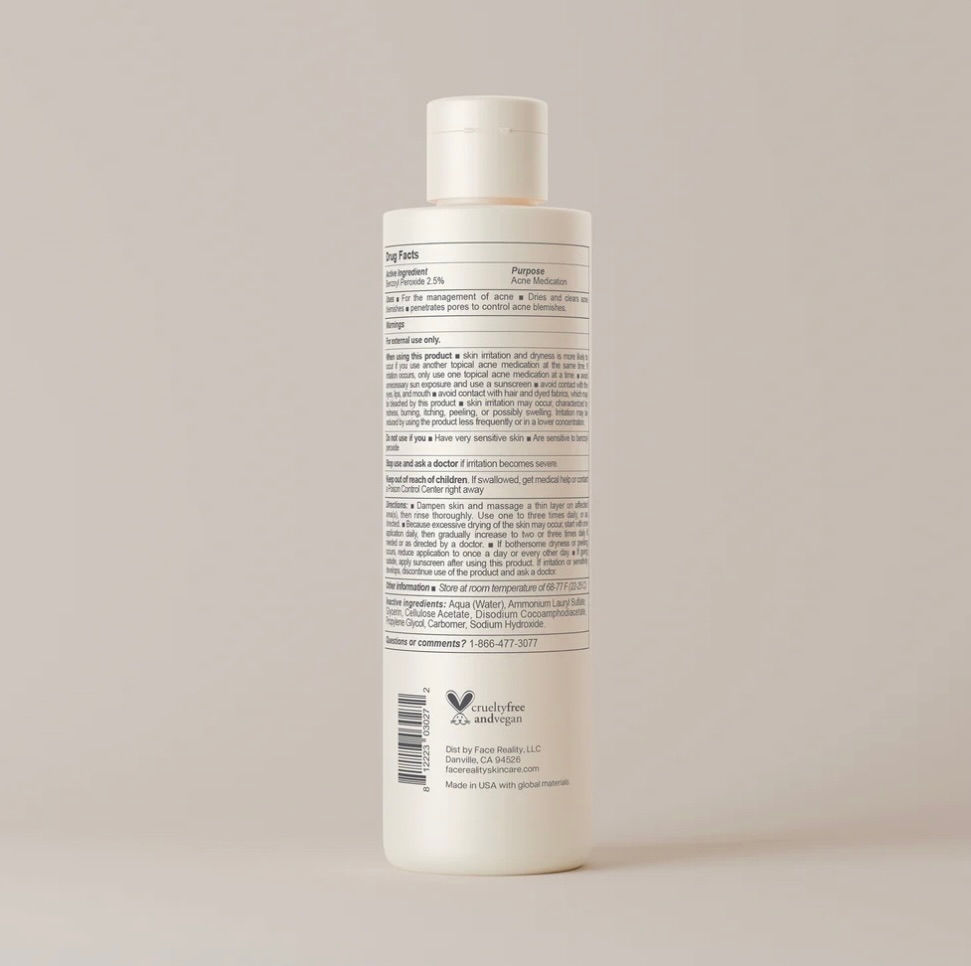 Face Reality Acne Face and Body Scrub packaging back