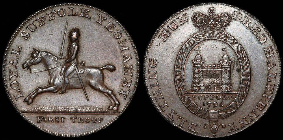Thumbnail: Halfpenny Token, 1794. Suffolk, Blything. Loyal Suffolk Yeomanry.