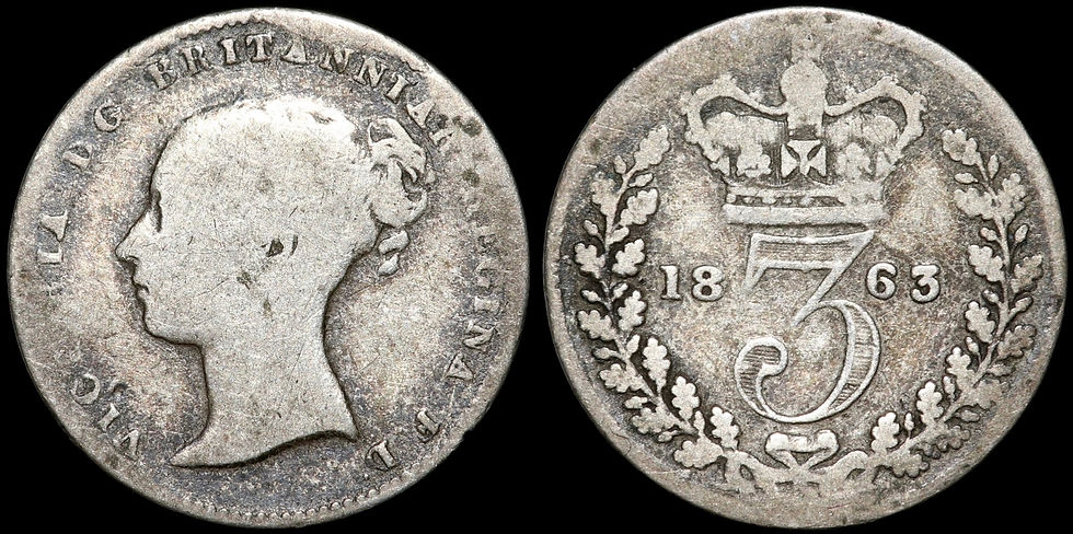 Thumbnail: Victoria, 1837-1901. Threepence 3d, 1863. Scarce.