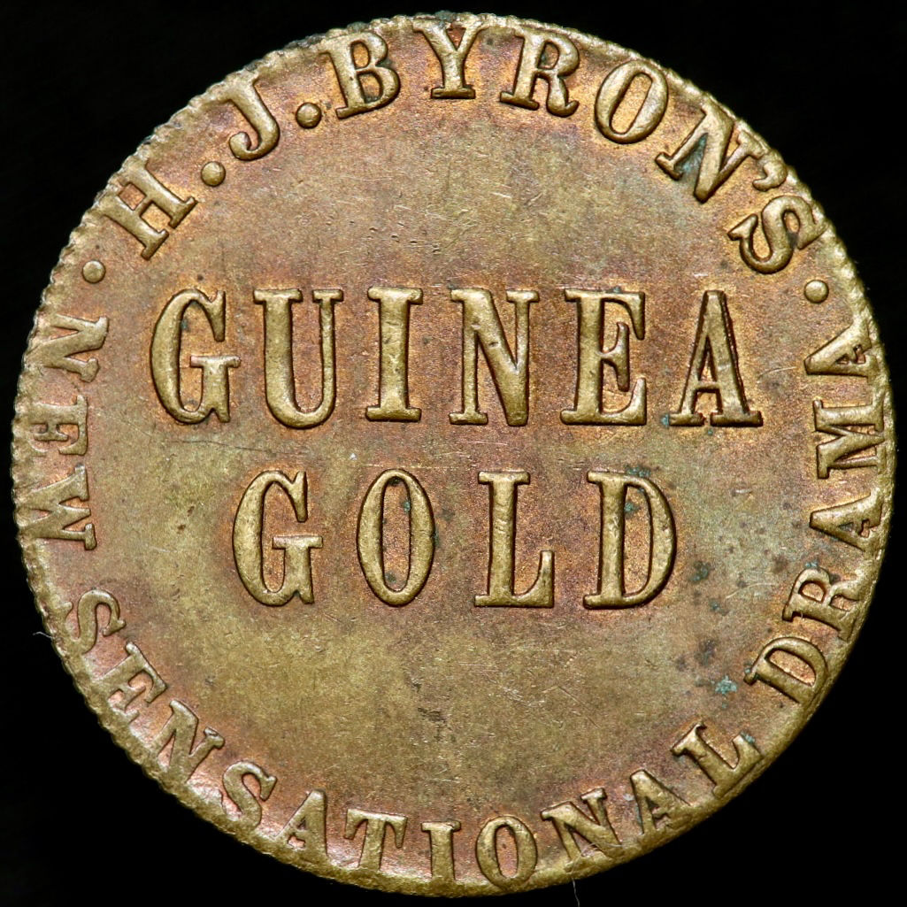 Princess Theatre Token For Gold Guinea, 1877. Sensational Drama, By HJ Byron’s.