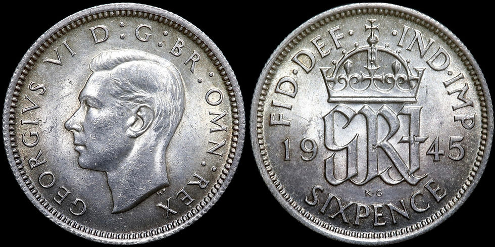 Thumbnail: George VI, 1937-1952. Sixpence, 1945.
