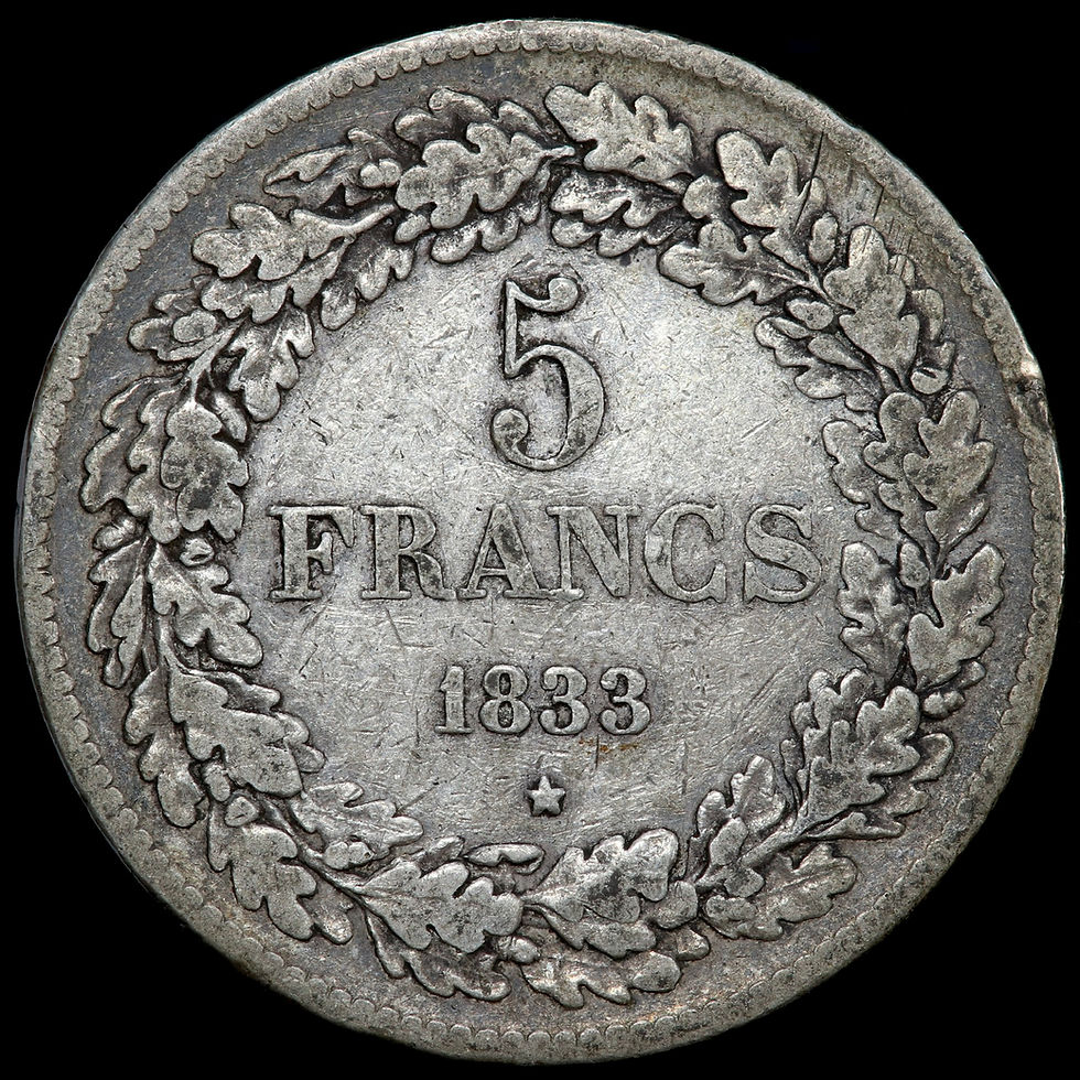 Thumbnail: Belgium. Leopold I, 1831-65. 5 Francs, 1833.