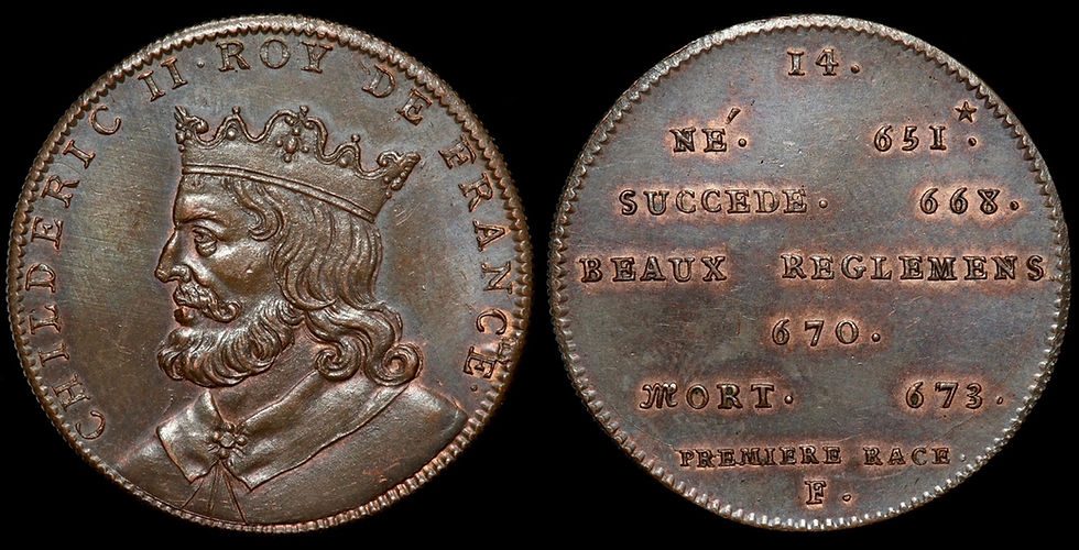 Thumbnail: Kings Of France Medallic Series. Childeric II, 662-675. Copper Medal.