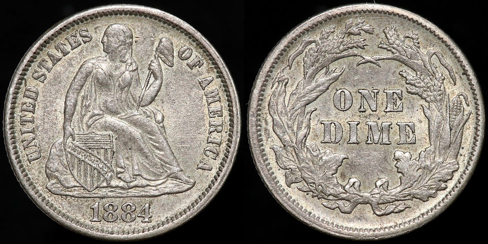 Thumbnail: America. One Dime, 1884. Philadelphia Mint. Seated Liberty Type.