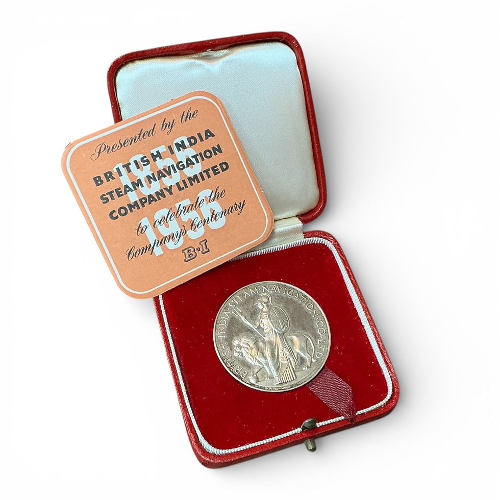 Thumbnail: British India Steam Navigation Co Ltd, 1856-1956. Silver Medal. 38mm. 28g.