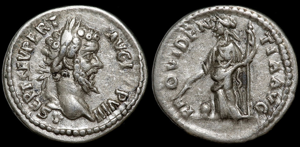 Thumbnail: Roman Empire. Sepimius Severus, 193-211 AD. AR Denarius. Providentia.