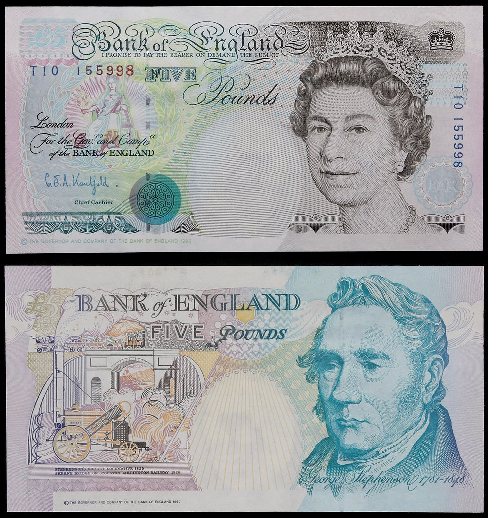 Thumbnail: Bank Of England. Set Of Three Consecutive £5 Banknotes, 1991. Kentfield. T10.
