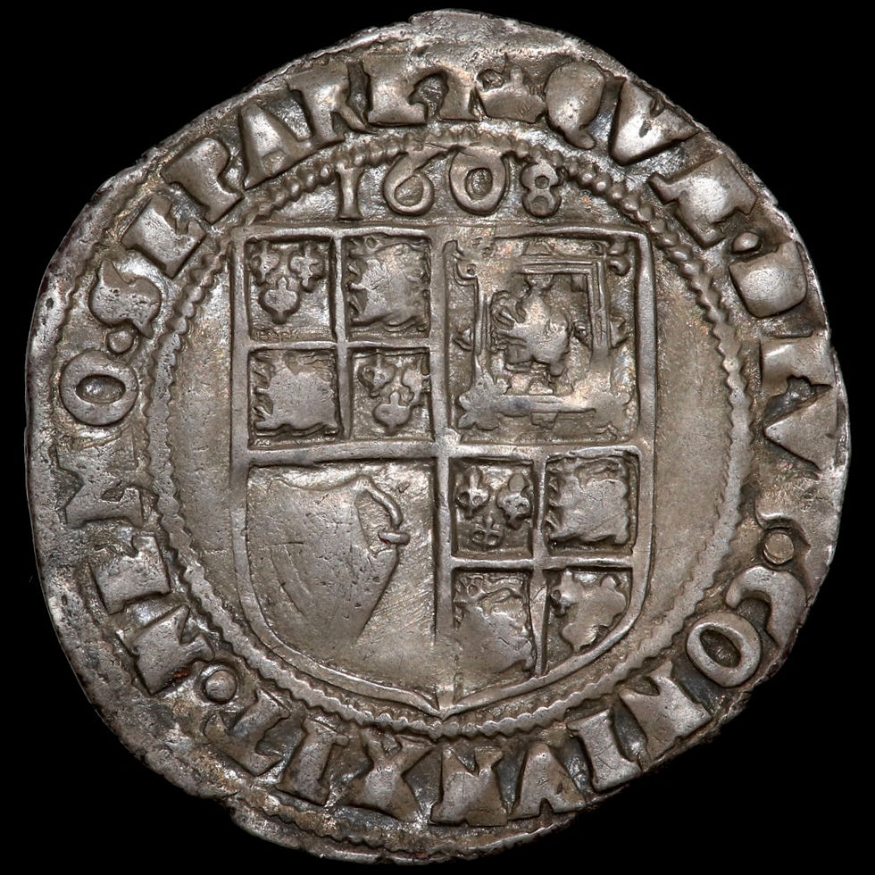Thumbnail: James I, 1603-25. Sixpence, 1608, mm. Coronet. Scarce.