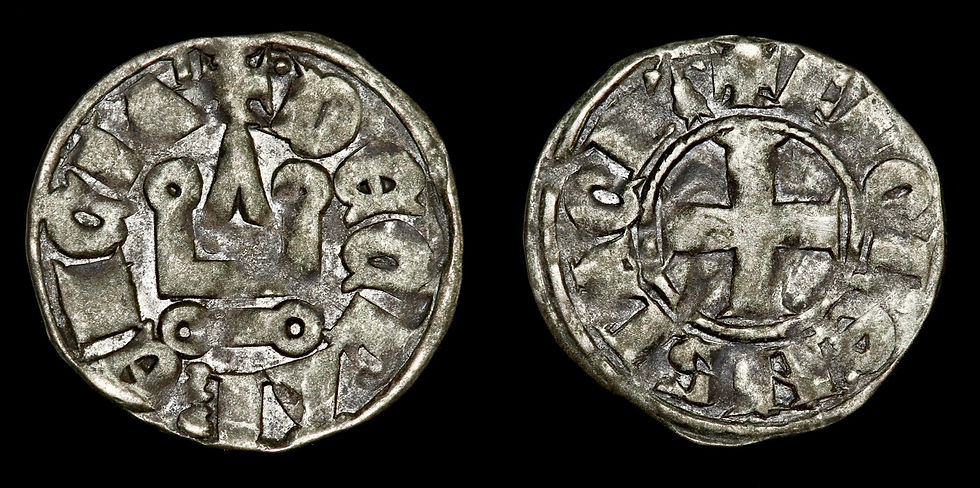 Thumbnail: Crusaders. Frankish Greece. Florent Of Hainault, 1289-1297. Denier Tournois.